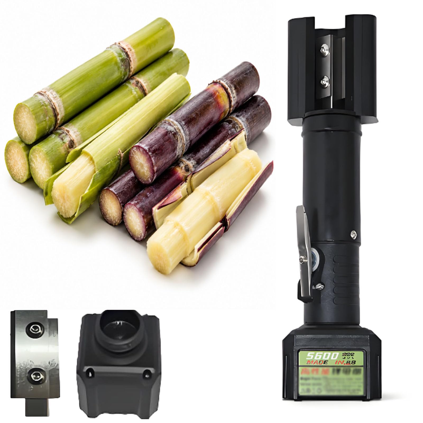 ErShangMao Electric Sugarcane Peeler, Automatic Sugarcane Scraping Machine With 7500 Rpm Copper Motor,125w,3-Second Fast Peeling For Fruit Stalls, Juice-Bars, Home/Commercial Use 1electricity+1blade