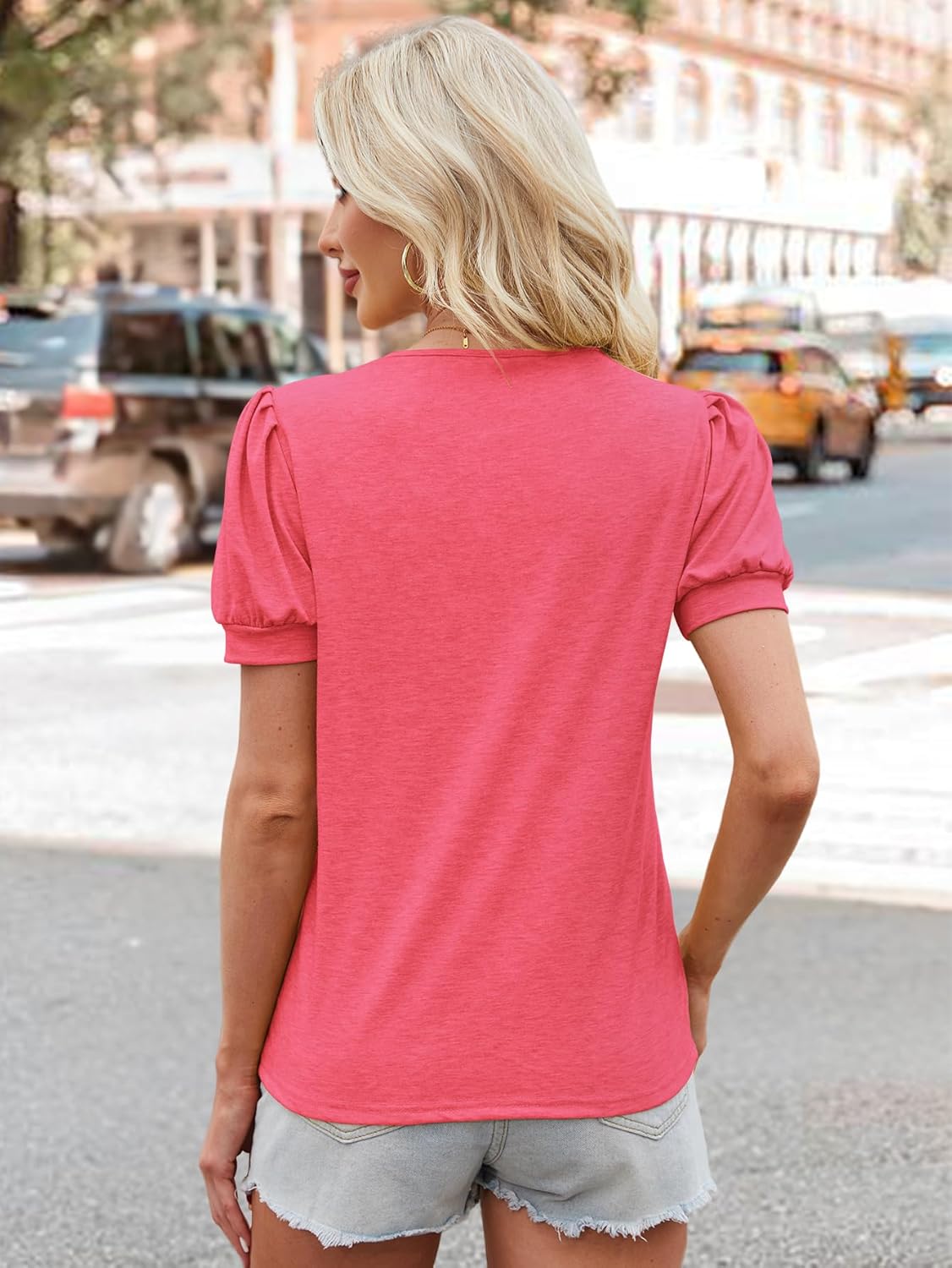 Womens T Shirt Summer Tops Short Sleeve Fashion Basic Casual Tunic Comfort Colors Tshirt Lightweight Loose Fit Blouse 2026 Trendy Beach Vacation Clothes, Watermelon Red, XL-2-old - Image 2