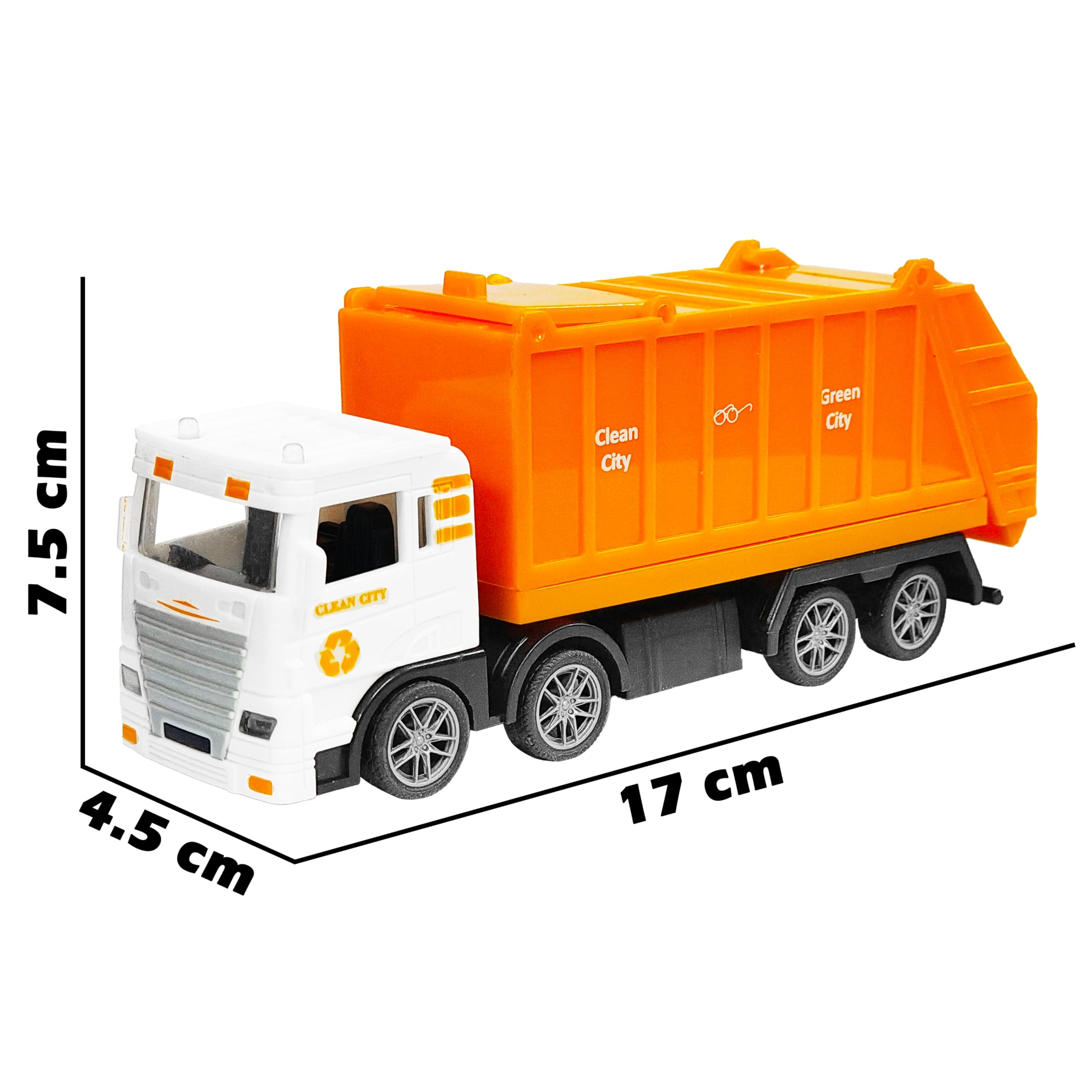 VGRASSP City Sanitation 8 Wheel Truck Toy for Kids - Friction Powered Garbage Dumper Toy Vehicle with Openable Top and Back Door - Color As Per Stock 2