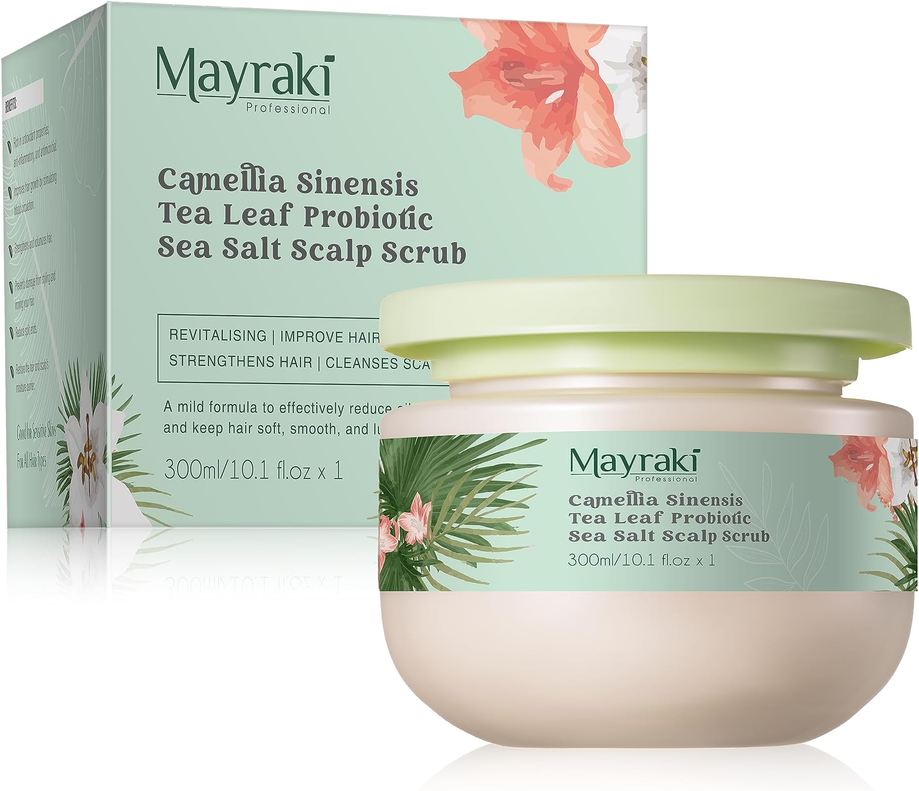 Mayraki Sea Salt Scalp Scrub for Hair Growth - Revitalizing | Dry Scalp Treatment Improve Hair Growth and Strengthens Hair | Cleanses Scalp (300ml/10.1 fl.oz x 1)