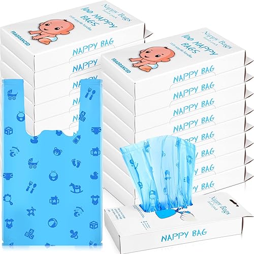 Sinmoe 1500 unidades de bolsas de pañales desechables para bebés, bolsas de pañales para bebés con aroma a polvo para bebés, bolsas de basura para