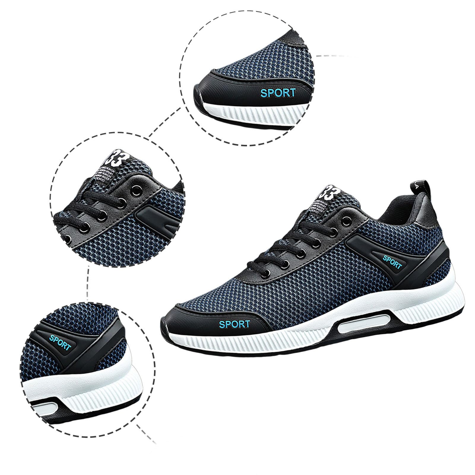 Generisch Zapatillas de correr para hombre con ajuste de altura integrado, material exterior de malla transpirable, diseño de cordones ligeros para un aumento de flotabilidad invisible, zapatos