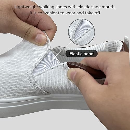 Miniatura 5 de CAIJ Zapatos casuales para hombre, zapatos de lona para hombre, zapatos clásicos sin cordones, zapatos de lona para hombre, zapatos de lona sin