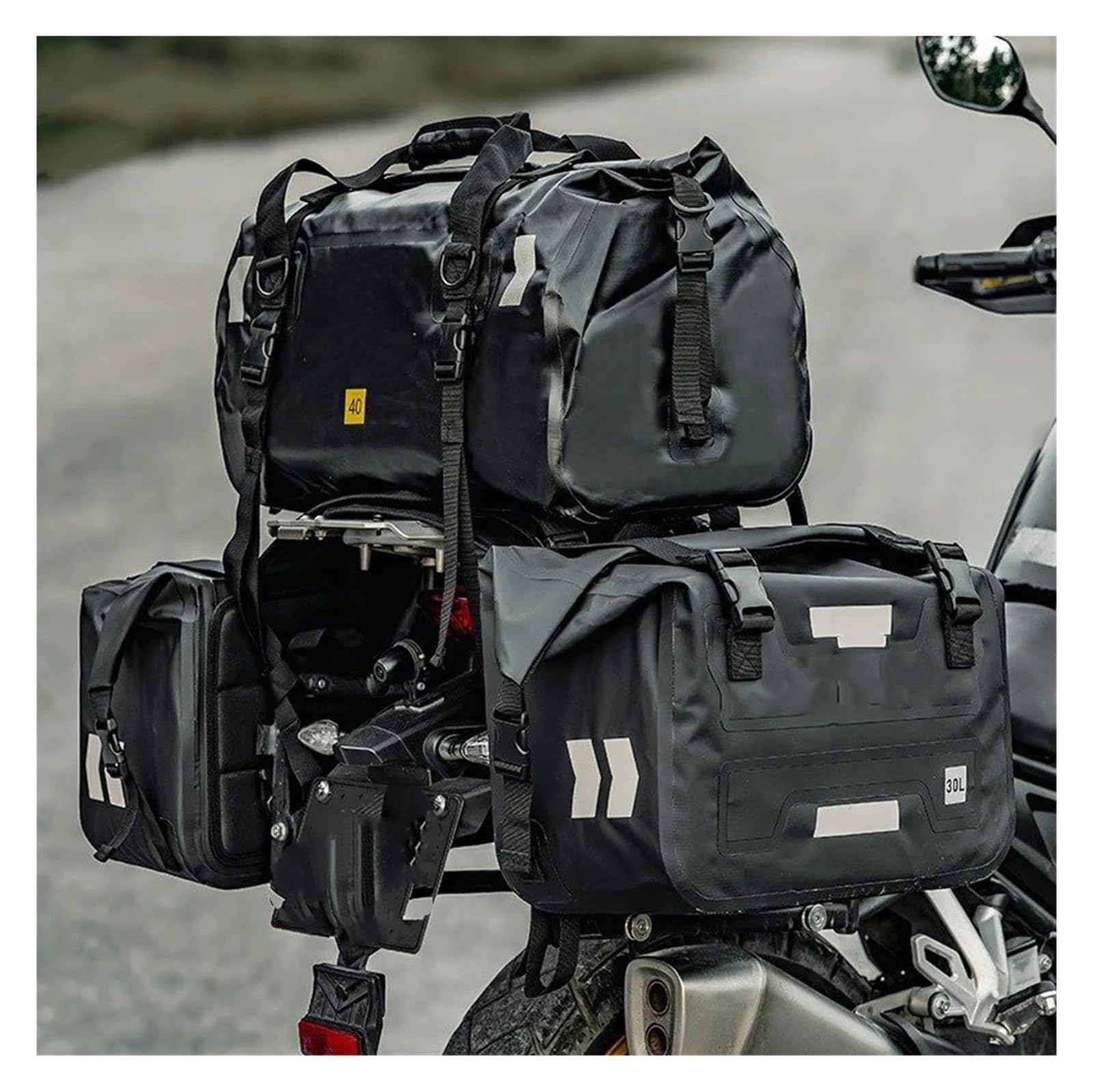 Motocicleta Alforja Bolsas Sillín De Motocicleta Exteriores Viajes Larga Distancia Gran Capacidad Almacenamiento Lateral Impermeable Asiento Trasero Alforja Motor Bolsa Trasera Moto(Verde)