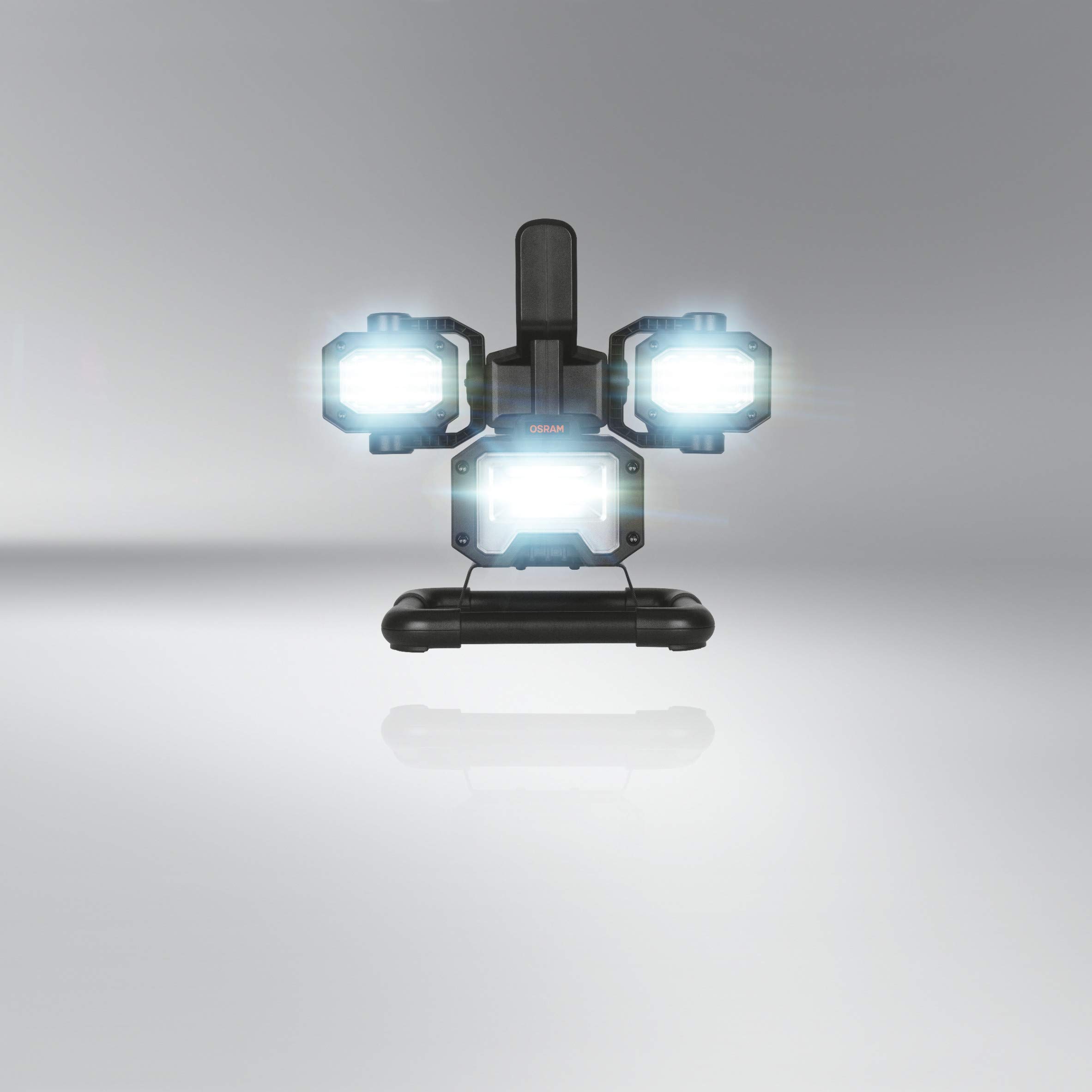 OSRAM LEDIL Space 1000 LEDinspect Flooder Spaceship, Foco LED portátil con 3 Cabezales Ajustables, Recargable