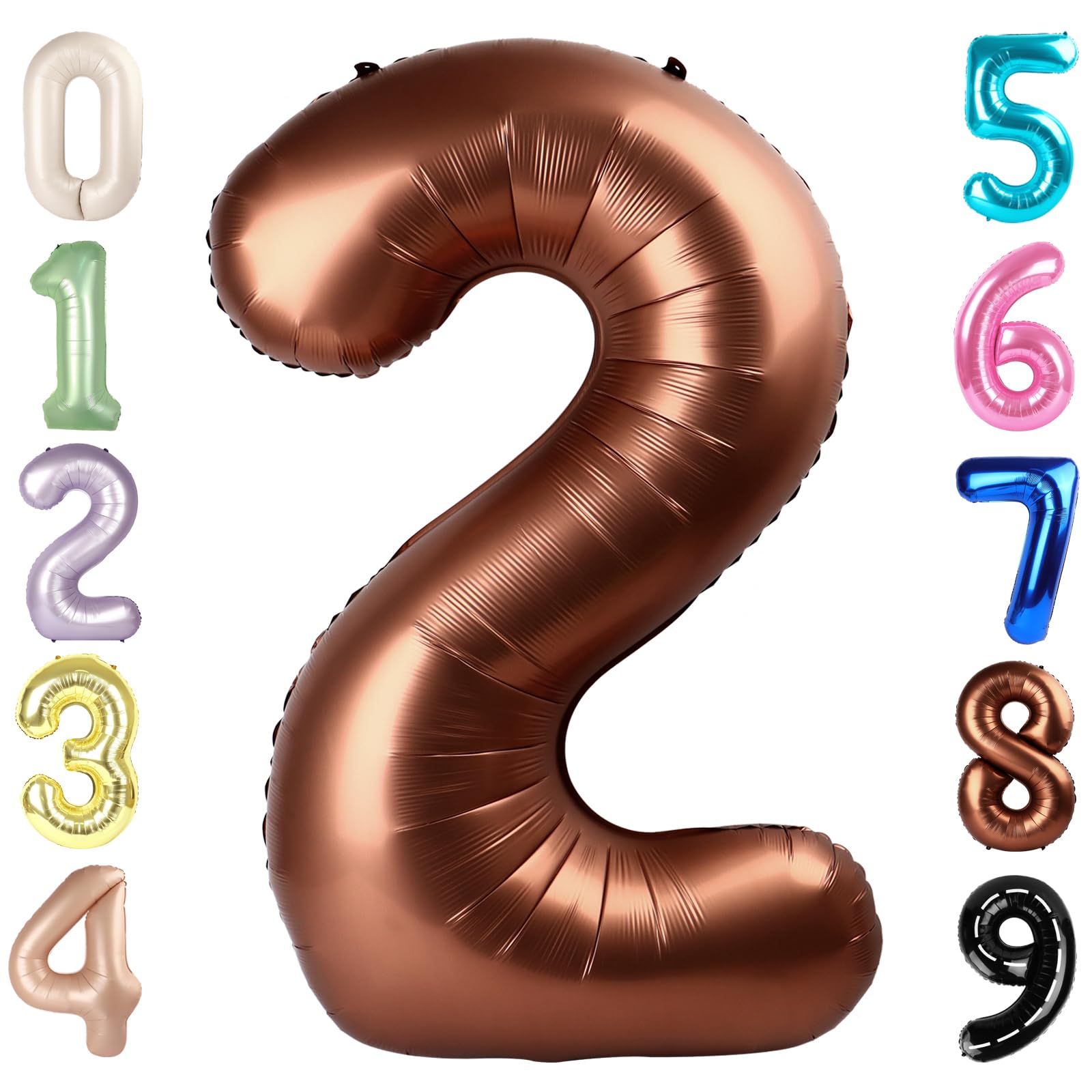 Mluchee 40 Inch Number 2 Balloon Coffee Brown | USA Imported Party Decor