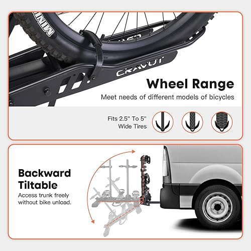 Miniatura 5 de Ebike Rack S3, portabicicletas plegables de capacidad de 300 libras para enganche de remolque, portabicicletas eléctricas pesadas para 3 bicicletas