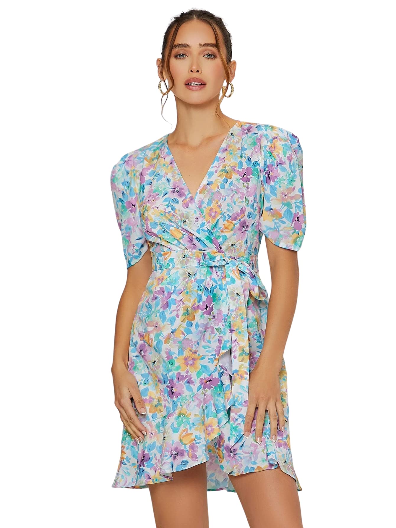 Dhruvi Trendz Womens Rayon Women Western Dresses Regular Fit A-Line (Dt-Wd-1033_Multicolor_S)