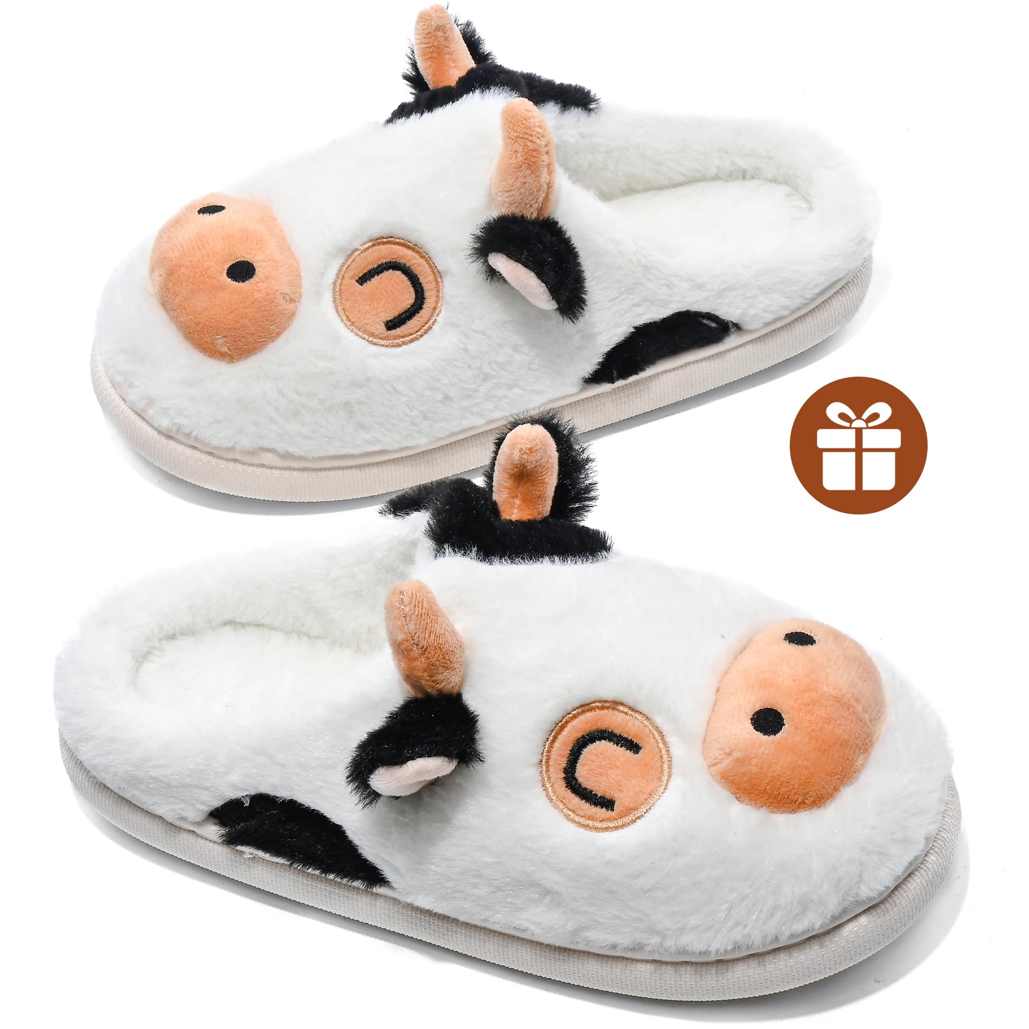Cute Animal Slippers for Women - Fuzzy Plush Memory Foam Indoor, Machine Washable Cozy House Shoes