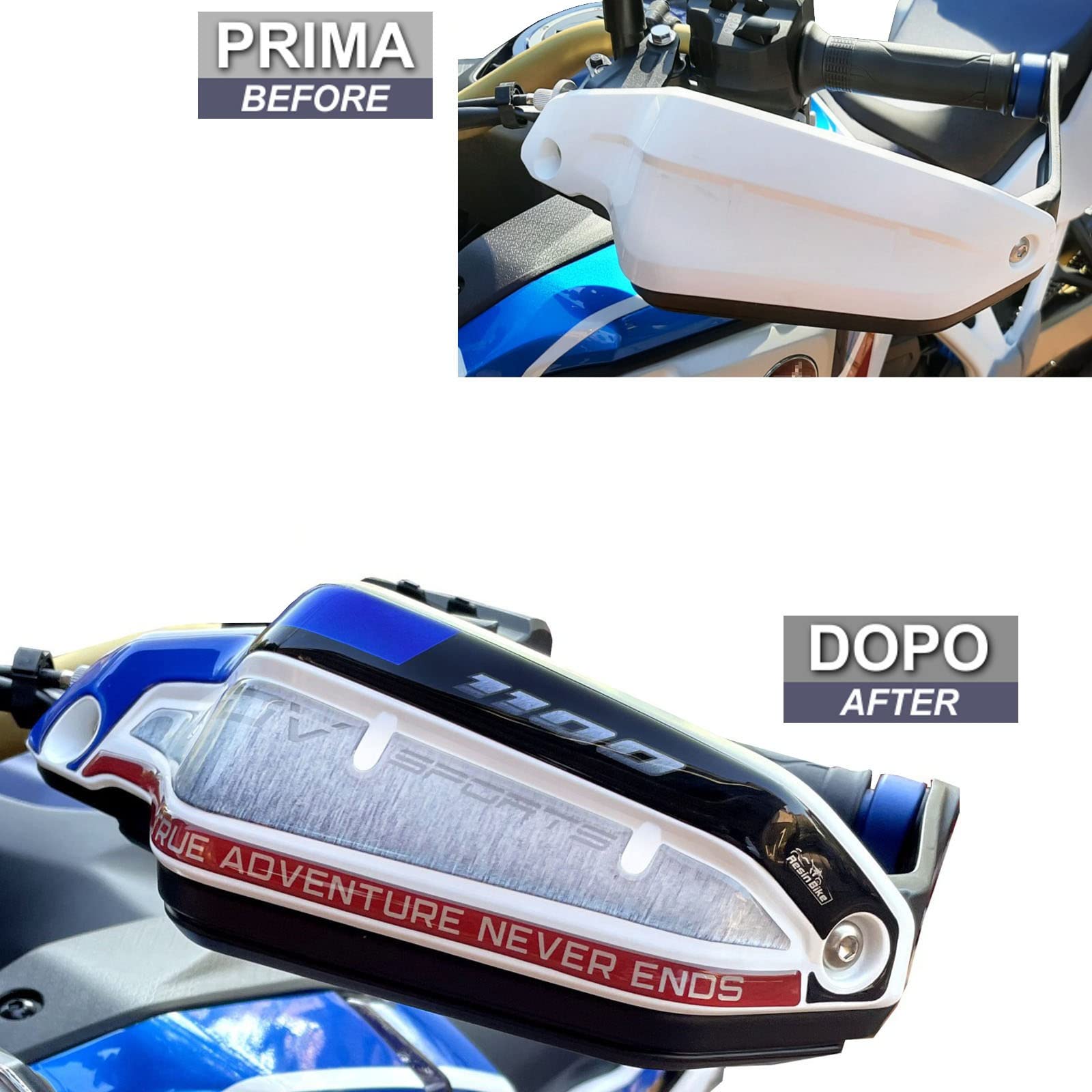Resin Bike Adhesivos de Moto Compatibles con Honda CRF1100L Africa Twin Adventure Sports 2021. Protecciones Paramanos de Choques y Arañazos de Moto. Adhesivo 3D Resinado - Made in Italy