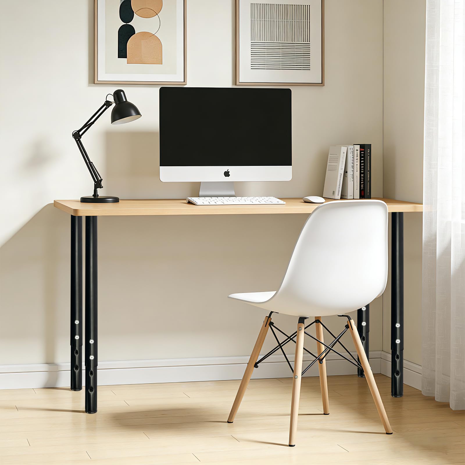 QLLY Gamba da tavolo regolabile in metallo, 60-100 cm, gamba per l'home office, set di gambe per mobili (1, nero)