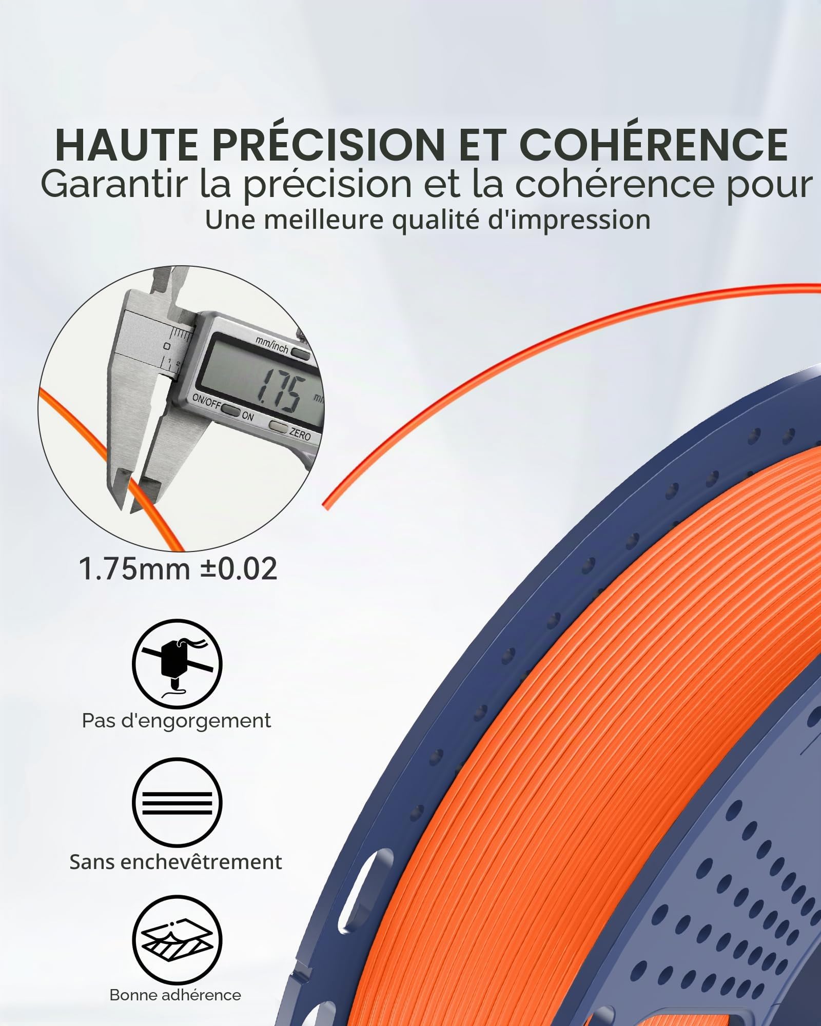 SUNLU PLA Filament Imprimante 3D Multicolor, 8 Packs Filament PLA 1.75mm pour Imprimantes Filament 3D, Bobine Imprimante 3D Filament de 250G.(Noir+Blanc+Gris+Transparent+Rouge+Bleu+Orange+Vert)