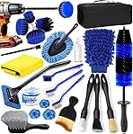 26Pcs Car Detailing Kit, Car Detailing Brush Set, Auto Detailing Drill Brush Set, Car Detailing Brushes, Car Wash Kit, Car Accessories, Car Cleaning Tools Kit for Interior, Exterior, Wheels