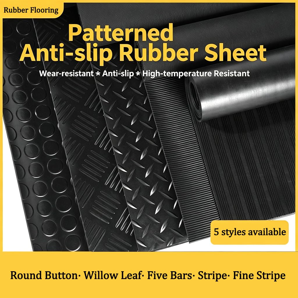Robuste Gummimatte, 3 mm, rutschfest, PVC-Garagenbodenmatte mit Diamantplatte, wasserdichter und ölbeständiger Bodenbelag für Fitnessstudio, Van, Werkstatt, unter Auto, Boot, leicht zu schneiden und