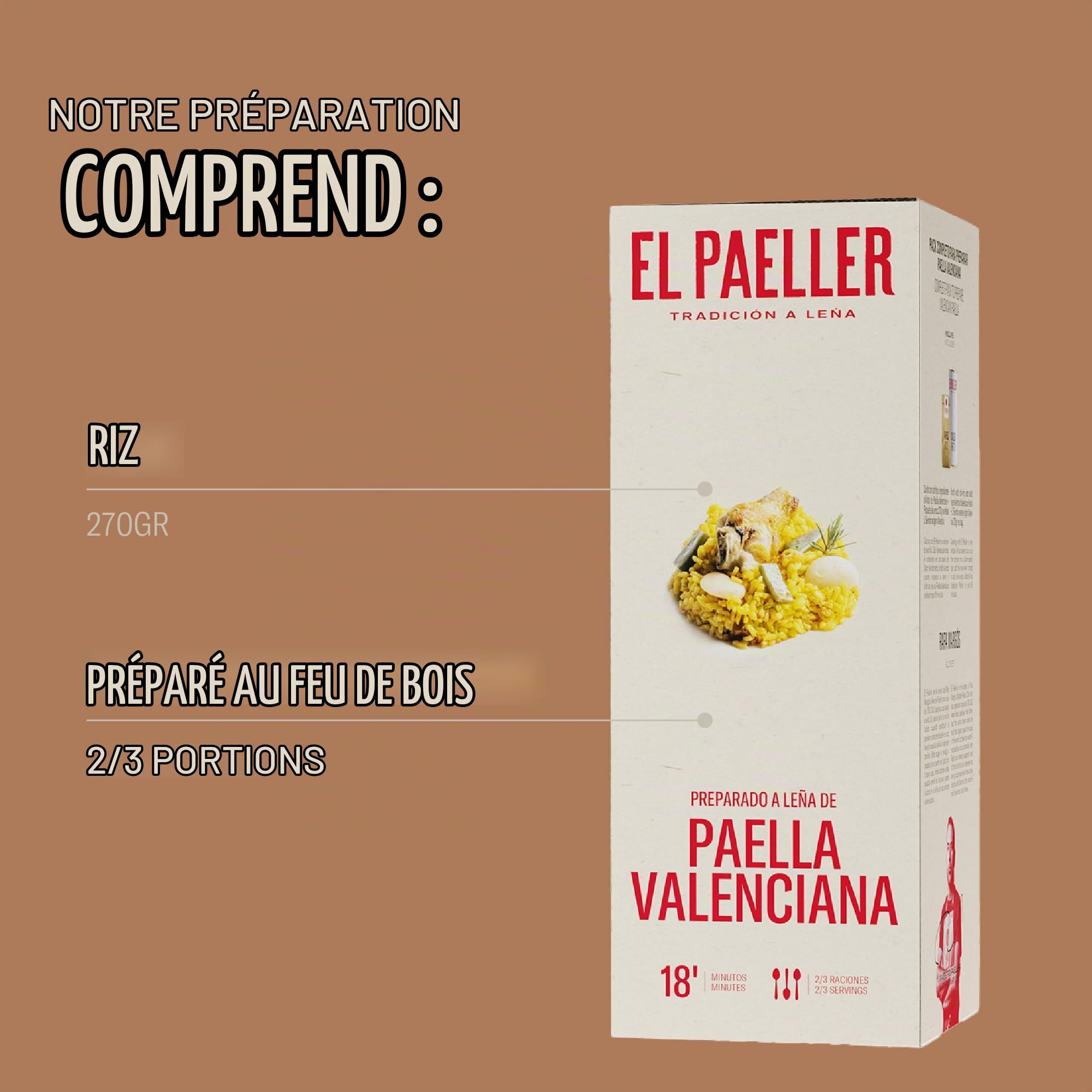 EL PAELLER - Préparation de Paella Valenciana | Cuisiné Artisanalement au Feu de Bois | Ingrédients 100% Naturels | Pour 2-3 Personnes | Facile à Préparer en seulement 18 Minutes | Sans Gluten