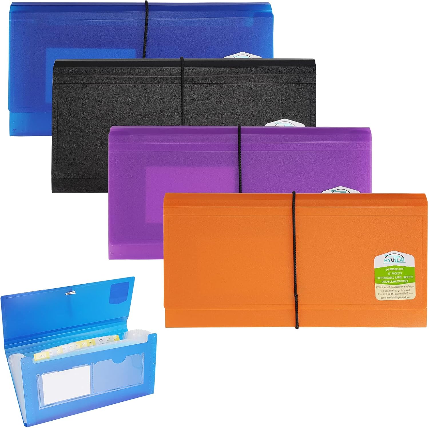 HYUNLAI Expanding File Folders 4 Pack, 10.4' 5.5' Receipt Organizer