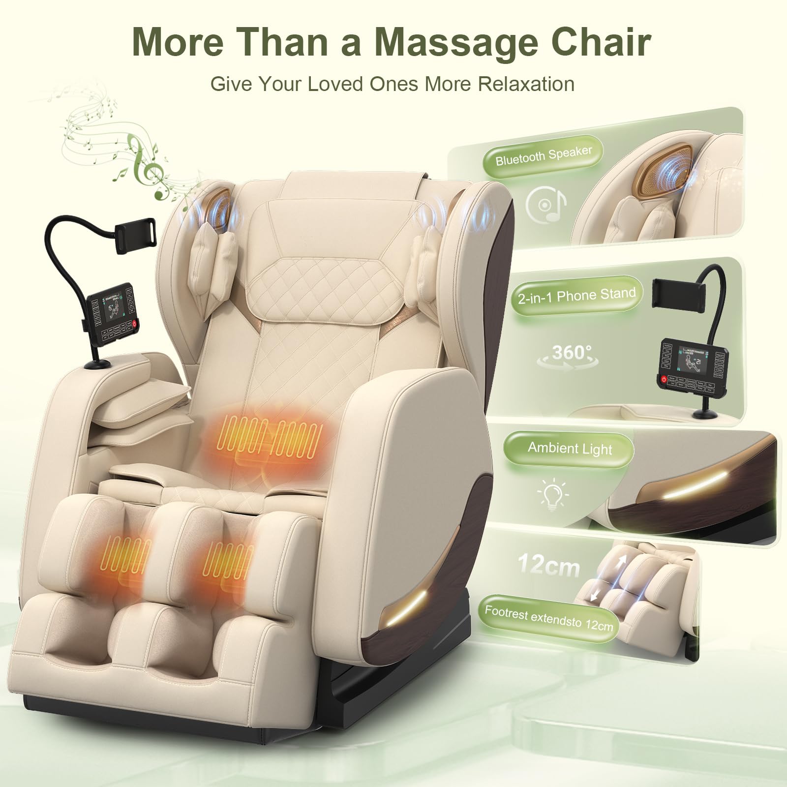 Poltrona Massaggianti Per Tutto il Corpo con Riscaldamento,14 rulli per Massaggio,Massaggio piedi,8 Airbag, Altoparlante Bluetooth, Controller Touch Screen,Poltrona massaggianteo per Homer Theater