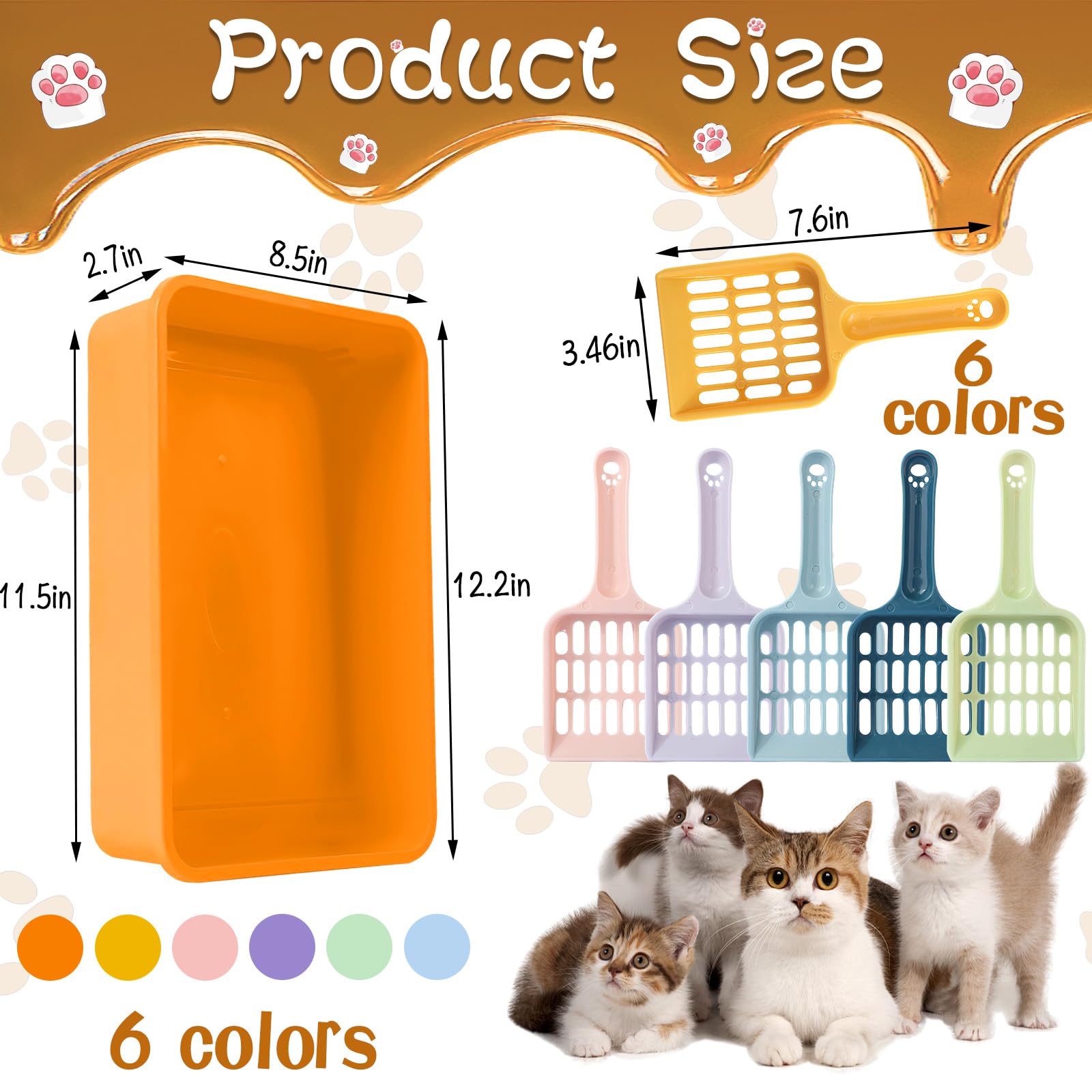 6-teiliges Kätzchen-Katzentoiletten-Set, Kunststoff-Katzentoilette mit 6 Schaufeln, Katzentoilette, Reise-Toilette für kleine Haustiere, Kätzchen, Kaninchen, Meerschweinchen