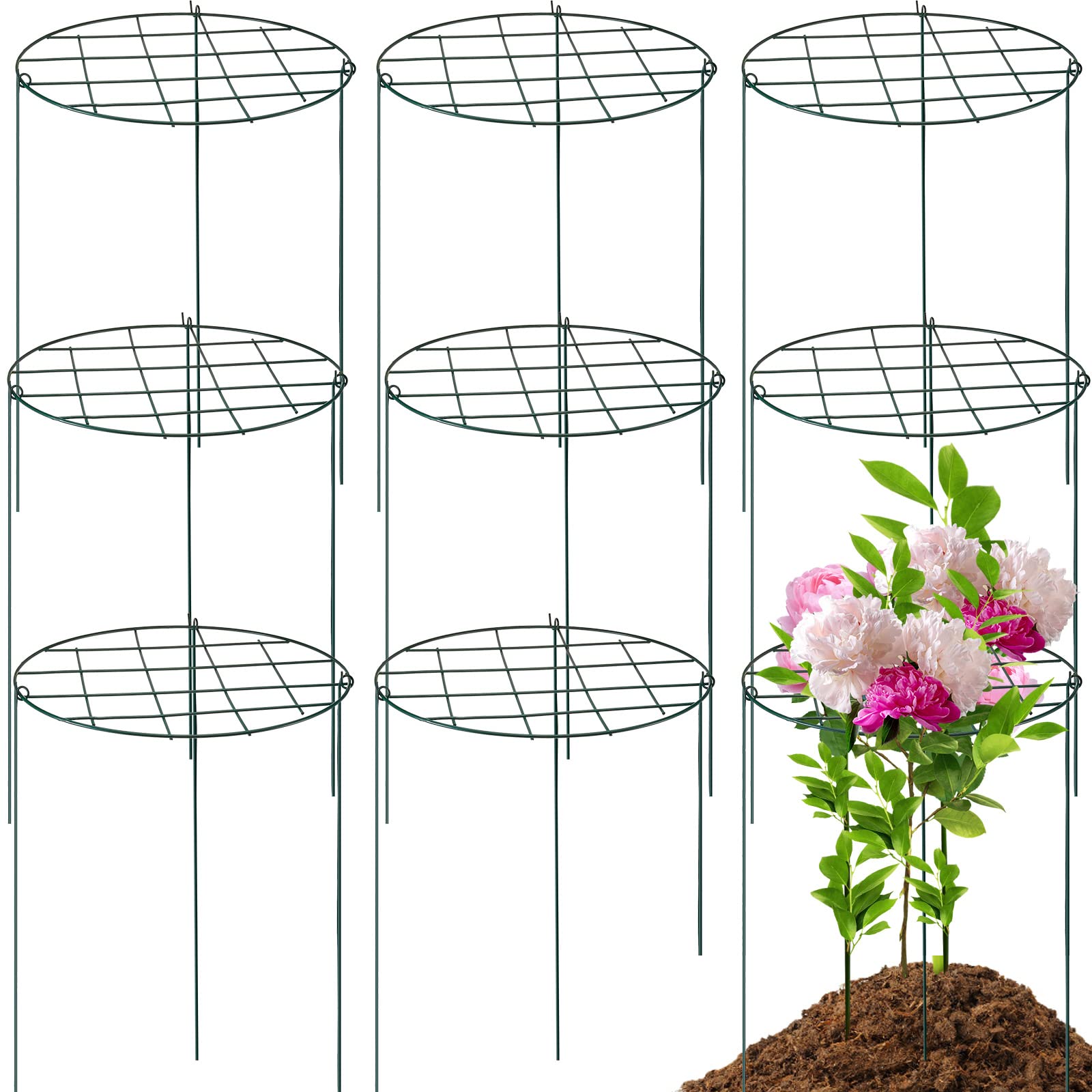 Photo 1 of *SEE NOTES* 16 Pcs Peony Support Cages Grow Through Grid Plant Supports Stakes 16 x 24 Inch