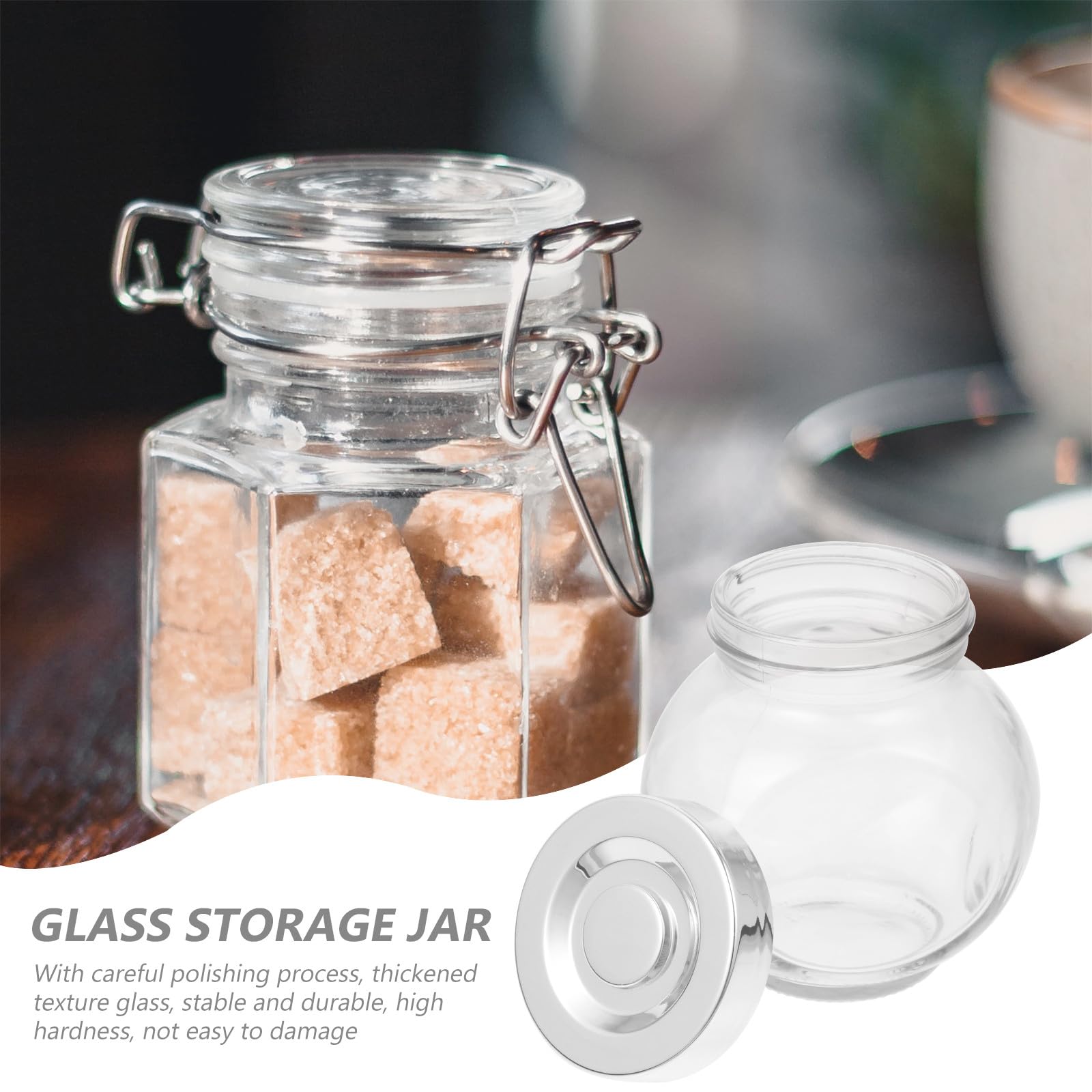 OUNONA 10 Stück 180ml Transparente Glas Lebensmittelgläser mit Dickwandigem Glas und Luftdichtem Pp Deckel für Selbstgemacht Bastelarbeiten und Aufbewahrung