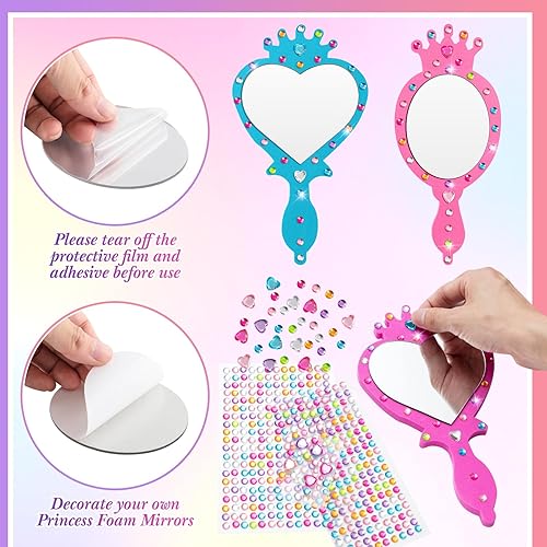 Miniatura 9 de Geetery 20 espejos irrompibles para niños, para decorar tu propia princesa, espejos de sirena, espejos de espuma de princesa, espejos pequeños para