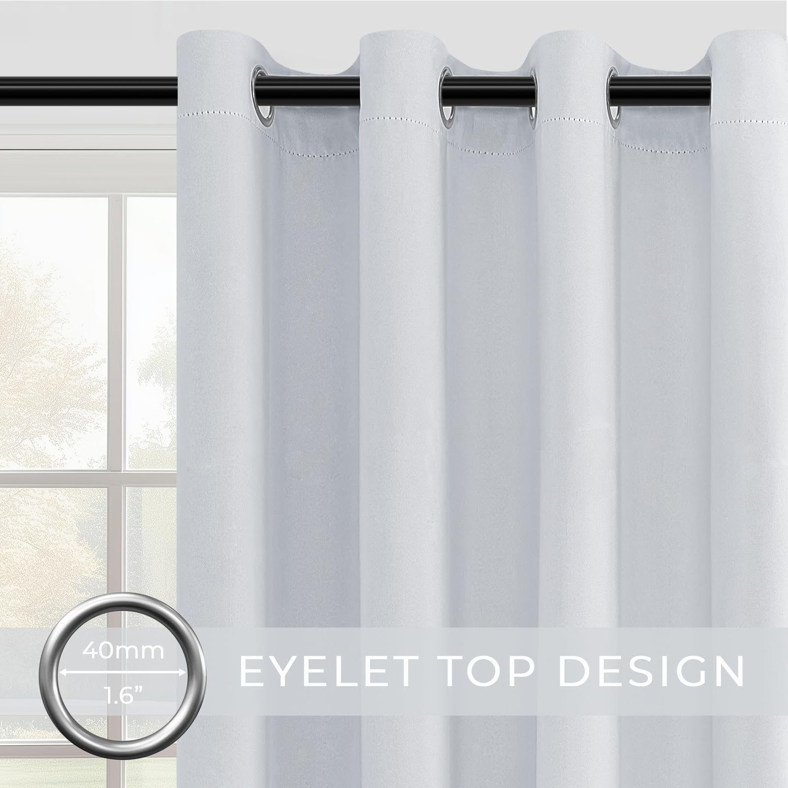 MRTREES 2 Pezzi Tende Oscuranti per Interni Termiche Isolanti Tende Camera da Letto Tinta Unita con Occhielli Moderne per Soggiorno Finestra Elegante 140x300 CM (Larghezza x Altezza) Grigio Perla