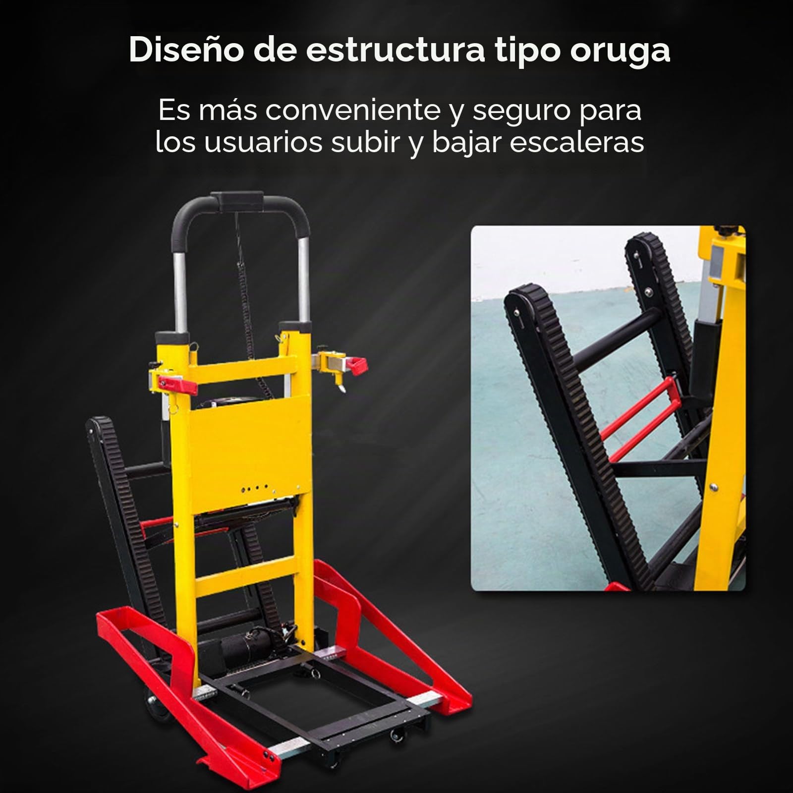 Subidor De Escaleras EléCtrico sobre Orugas, Carro Plegable para Subir Escaleras, VehíCulo De Acoplamiento para Silla De Ruedas, para Transferir Pacientes/Carga, Carga MáXima 440 Lb/200 Kg
