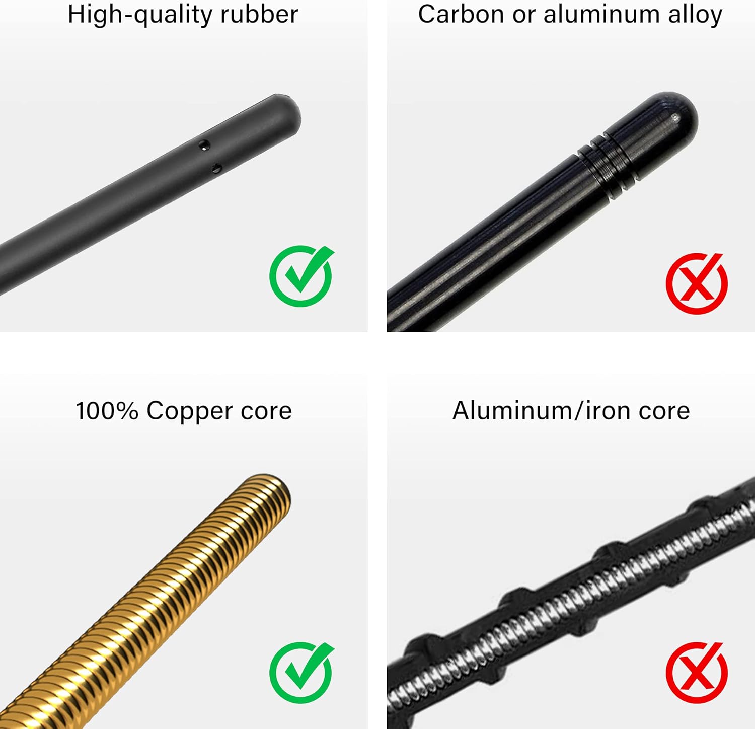 BA-BOLING 7 Inch Short Replacement Antenna for Chevy Silverado GMC Sierra (2007-2022) - Fit OEM 22876545 22936386 15074562 - Copper Core - Premium AM/FM Reception(M7 Thread)