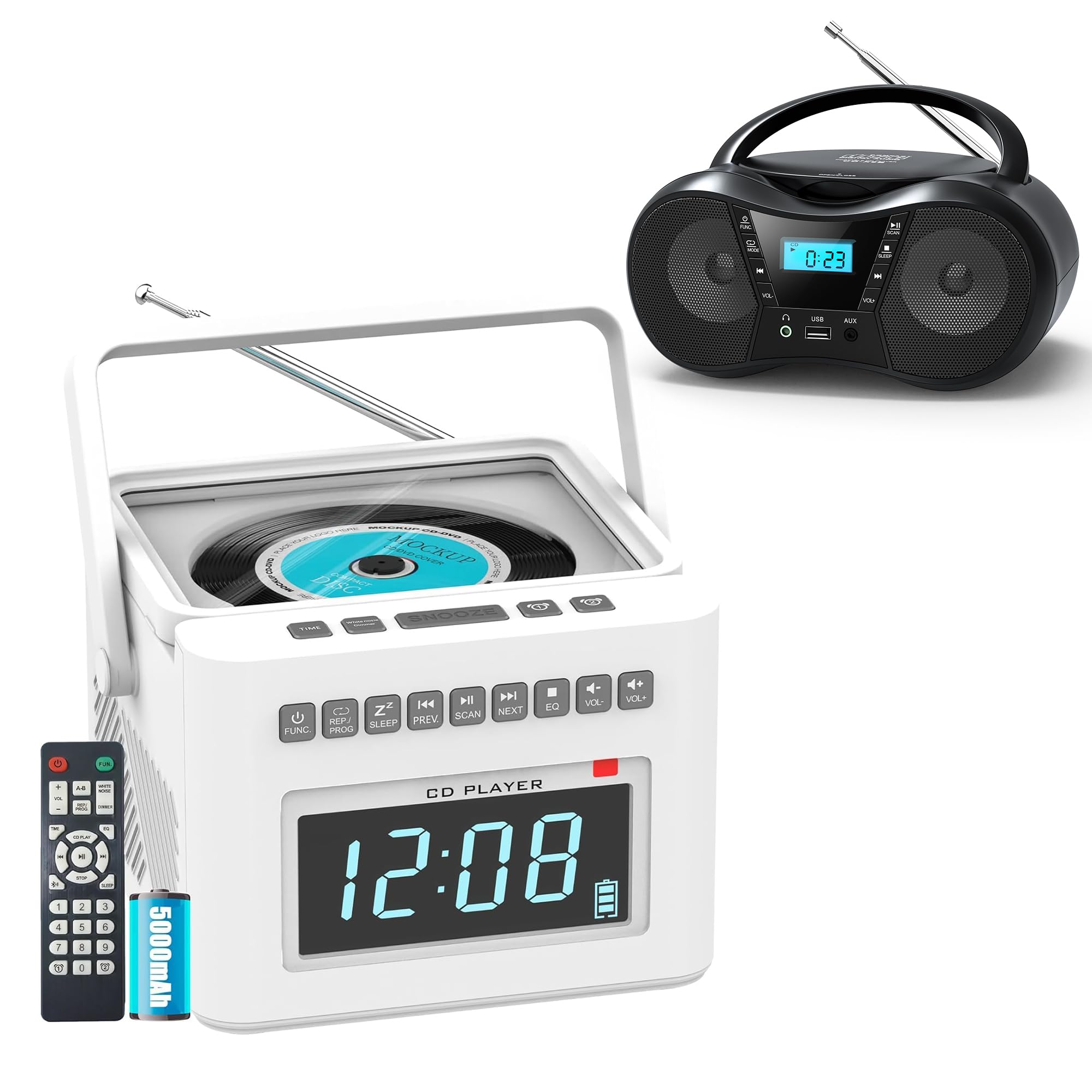 Amazon.com: Greadio Boombox CD Player Alarm Clock with White Noise