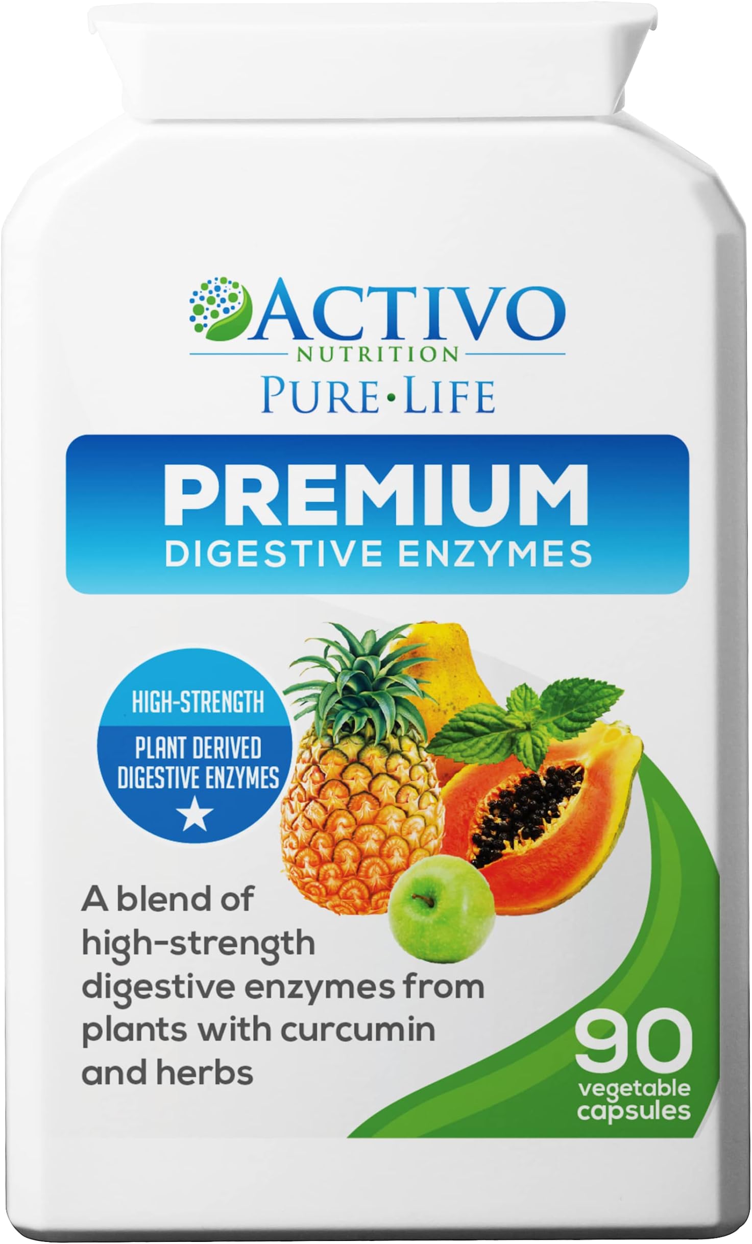 Premium Digestive Enzymes Recommended by Naturopath Max Tomlinson in Marie Claire Magazine as a Blend to Relieve Gas & Bloating for Men and Women, 90 Veggie Capsules for Maximum Absorption, Made in UK