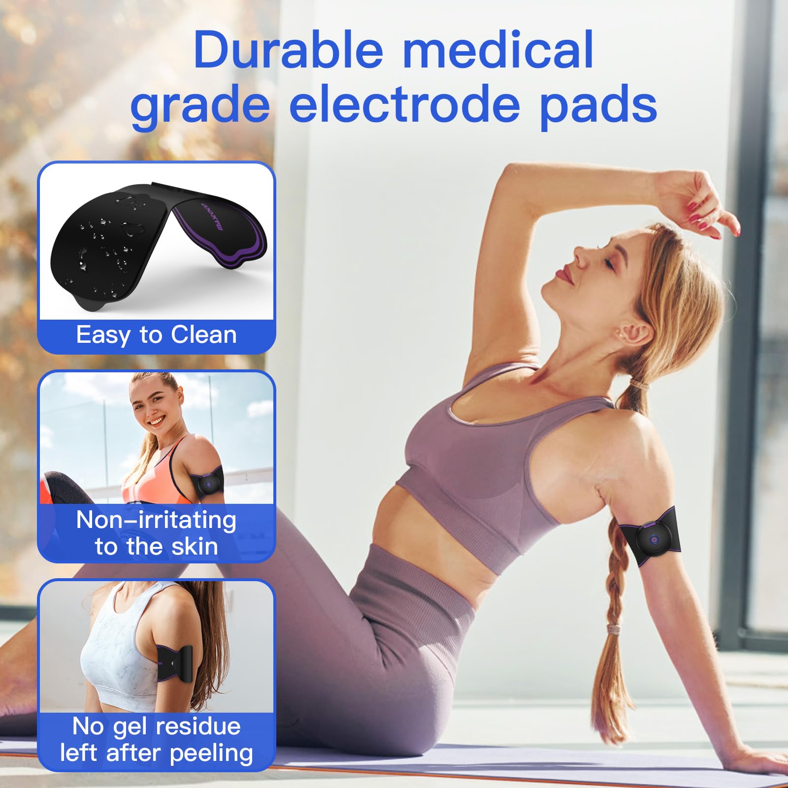 MASTOGO 8 Pcs Wireless TENS Unit Electrode Pads, with 3.5mm Snap Connector — Amazon image 7