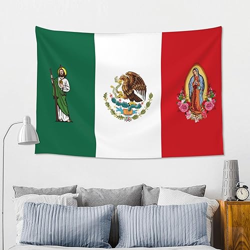 Miniatura 3 de QZLAN Tapiz de bandera mexicana San Judas Tadeo Virgen de Guadalupe decoración de pared 60 x 40 pulgadas