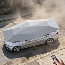2-in-1 Automatic carport and Outdoor Umbrella, Fully Automatic Car Umbrella with Remote Control, One-Touch Folding Car Roof Tent, for Most Vehicles Grey-5M