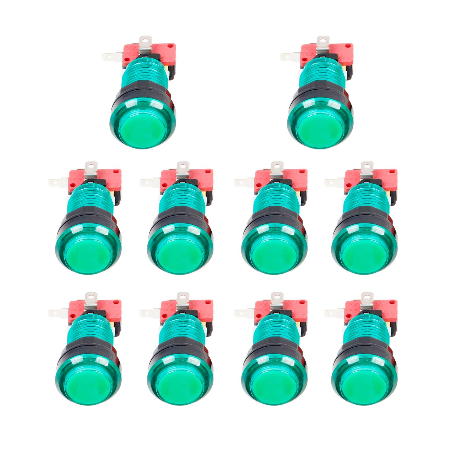 EG STARTS Arcade Buttons 30mm 12V LED lit Arcade Push Button Switch Compatible Arcade Joystick Mame Jamma Kit Part (Green)