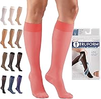 Vista 14 de Truform Medias de compresión transparentes, 15-20 mmHg, longitud hasta la rodilla para mujer, 20 denier, color nude, talla S