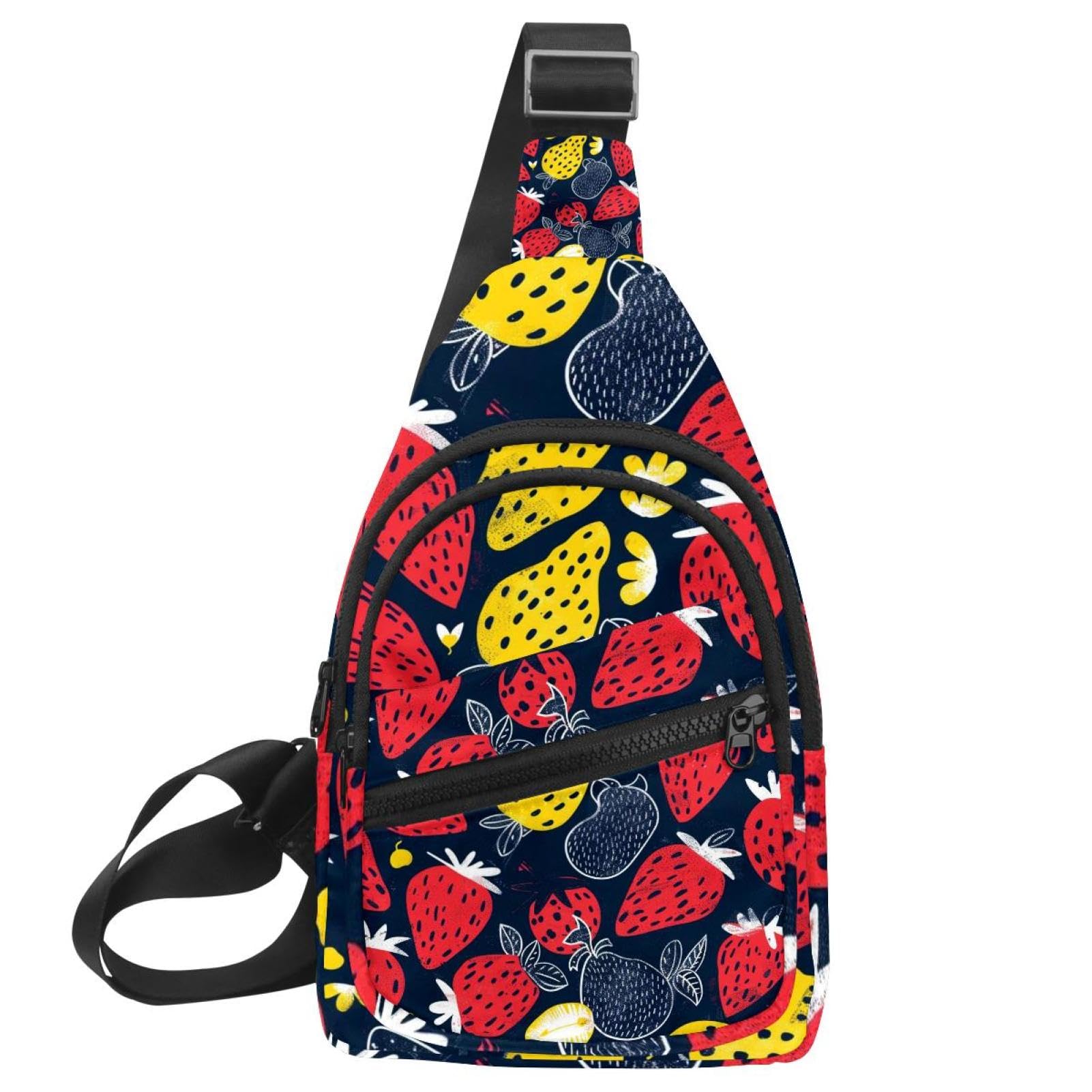 Mochila cruzada de fresas con correa ajustable para running y senderismo 7