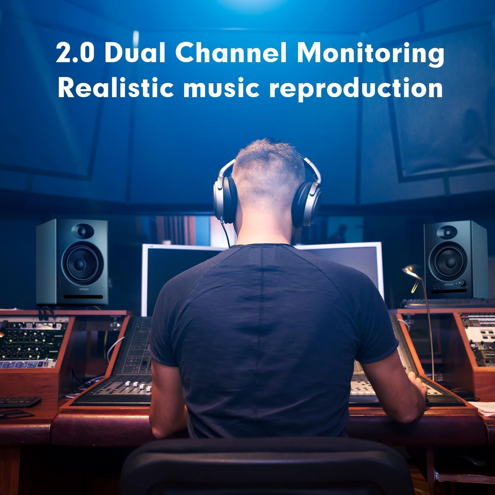 Ortizan C7 Studio Monitors Altoparlanti con Bluetooth per Computer nero