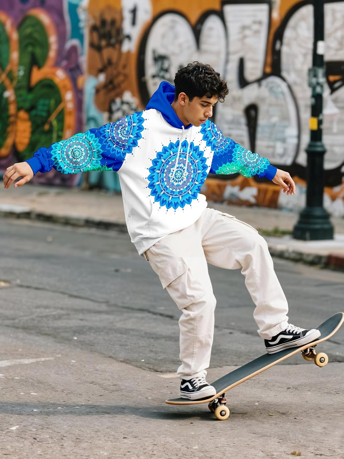 sanatty Unisex 3D Print Pullover Hooded Sweatshirt with Big Pockets for Men, Women, Teen Boys - Image 3