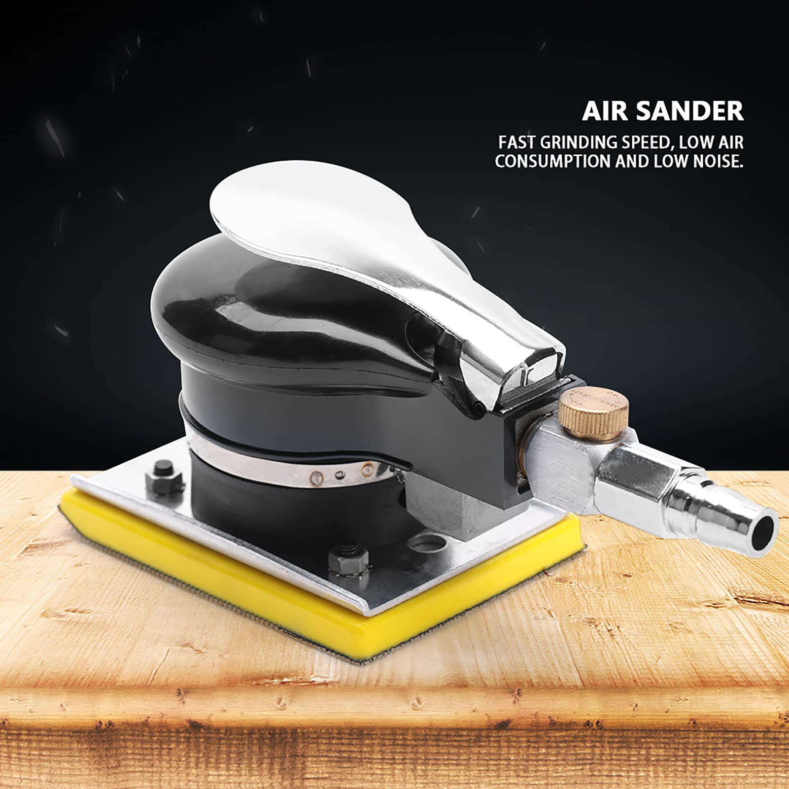 Lijadora de aire de mano de 71x100 mm, pulidora, herramienta de pulido neumática, velocidad ajustable de 10000 rpm, baja vibración para pulido de muebles de madera y metal