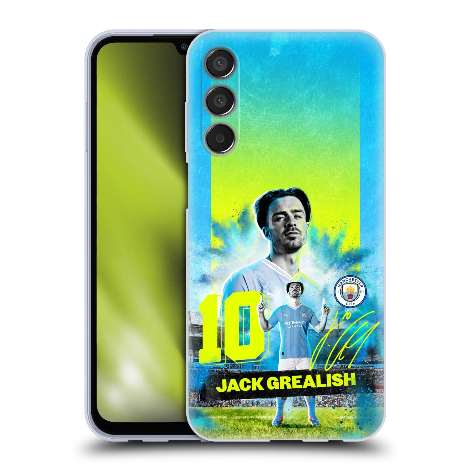 Head Case Designs Officially Licensed Manchester City Man City FC Jack Grealish 2023/24 First Team Gel Case [Military Grade Protection] Compatible With Samsung Galaxy M15/F15 5G
