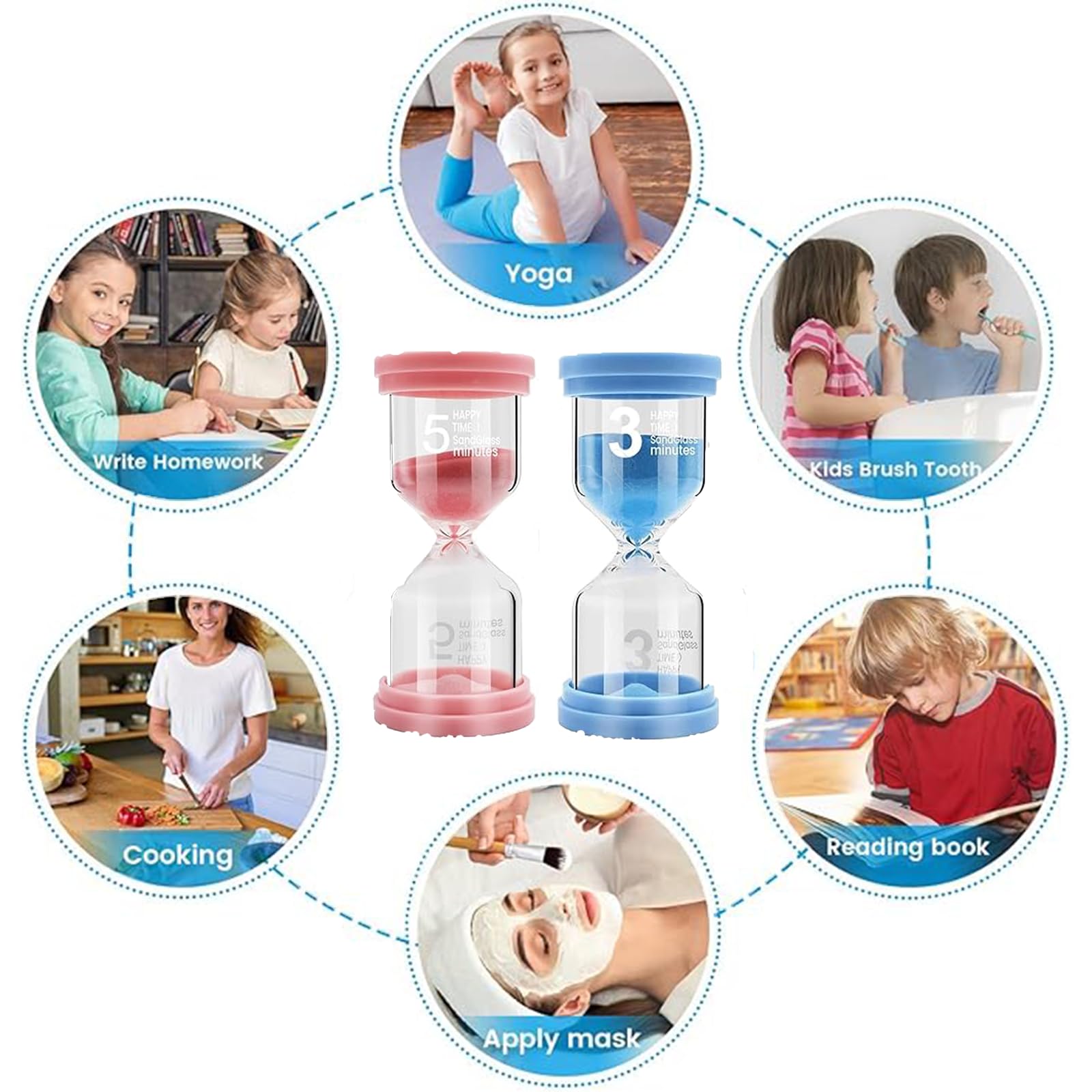 Timer a clessidra per bambini, timer in vetro, spazzolino da