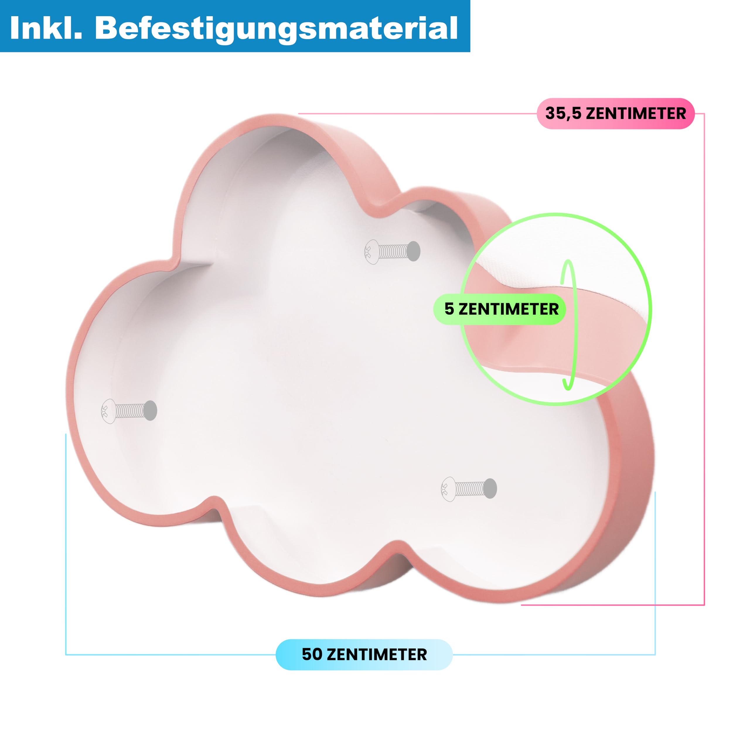I Wandregal für bis zu 100 Tonie Figuren I Wolkenform I 100% magnetisch I Ideal geeignet für Tonie Figuren der Toniebox I Regal fürs Kinderzimmer I Tonieboxregal für Mädchen und Jungen (Rosa)