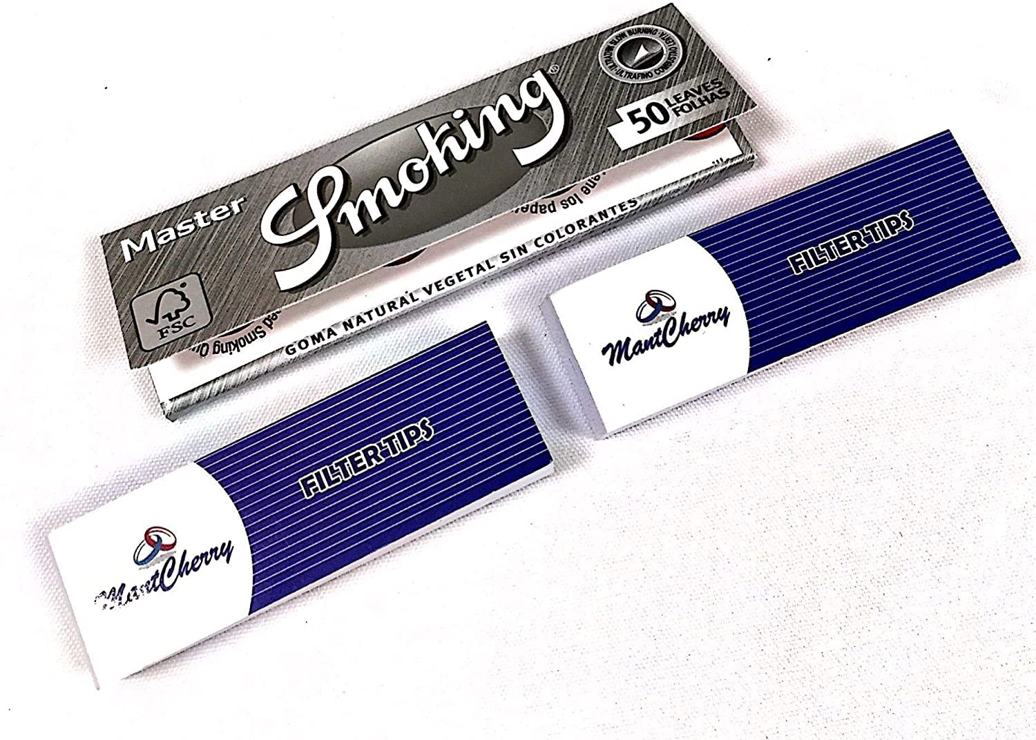 Brand 2 Tips and Smoking Silver Master 1-1/4 Medium Size Rolling Papers 25 Booklets Combo by Trendz