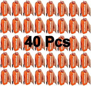 Galaxy Thermal Mylar Emergency Ponchos Raincoat Blanket Reversible Survival Gear for Sport Outdoor Camping Hiking Traveling with Whistle 40 Packs