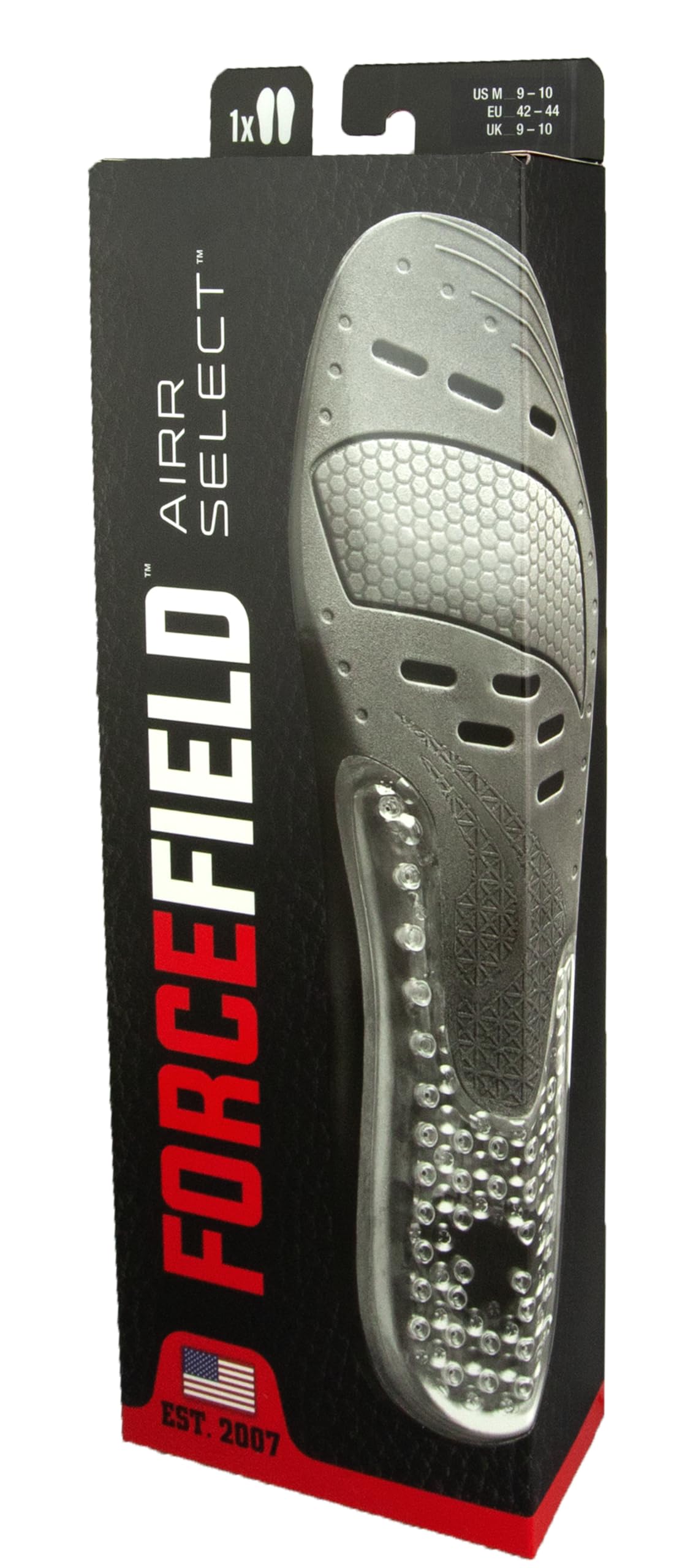 Forcefield Airr Select™ Insoles - Shock Absorbing Gel Cushion, Firm Arch Support, Heel Impact Protection, Comfort for Walking, Running & Everyday Use- UK Size 6-8