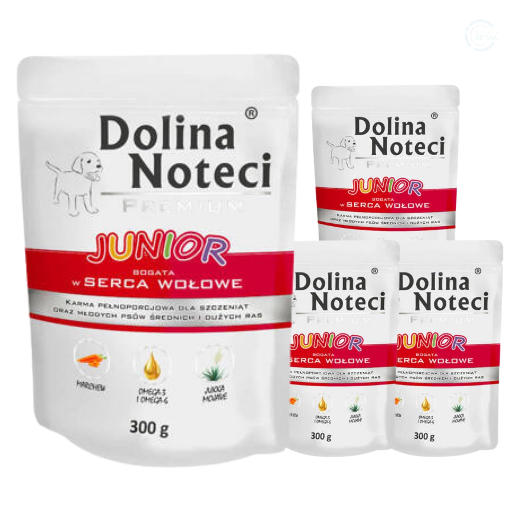 Dolina Noteci Premium Give Your Puppy the Best Start with Junior Wet Dog Food Loaded with Nutrients, Essential Proteins & Pure Natural Goodness! (Beef Hearts, 4x300g)