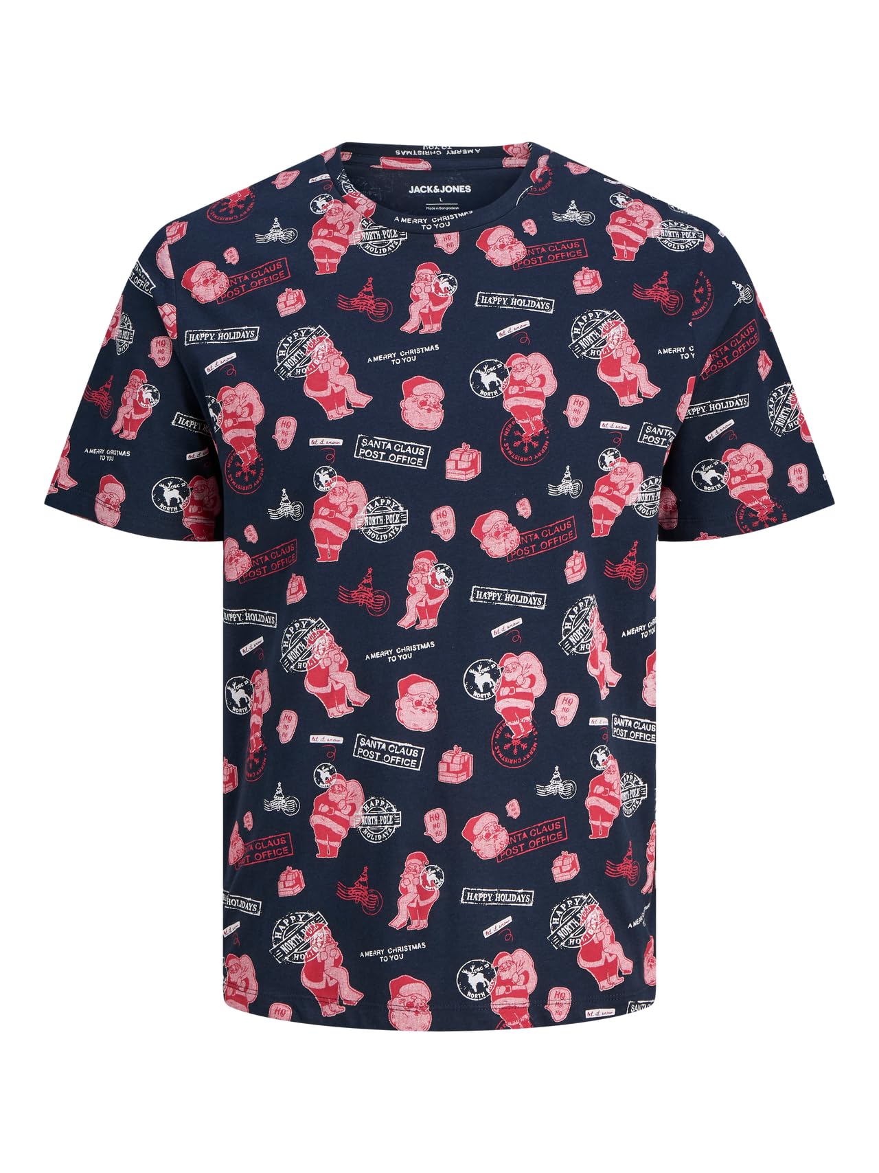 Jack & Jones Men's Sky Captain Jjxmas Aop Tee Ss Crew Neck, Xxl