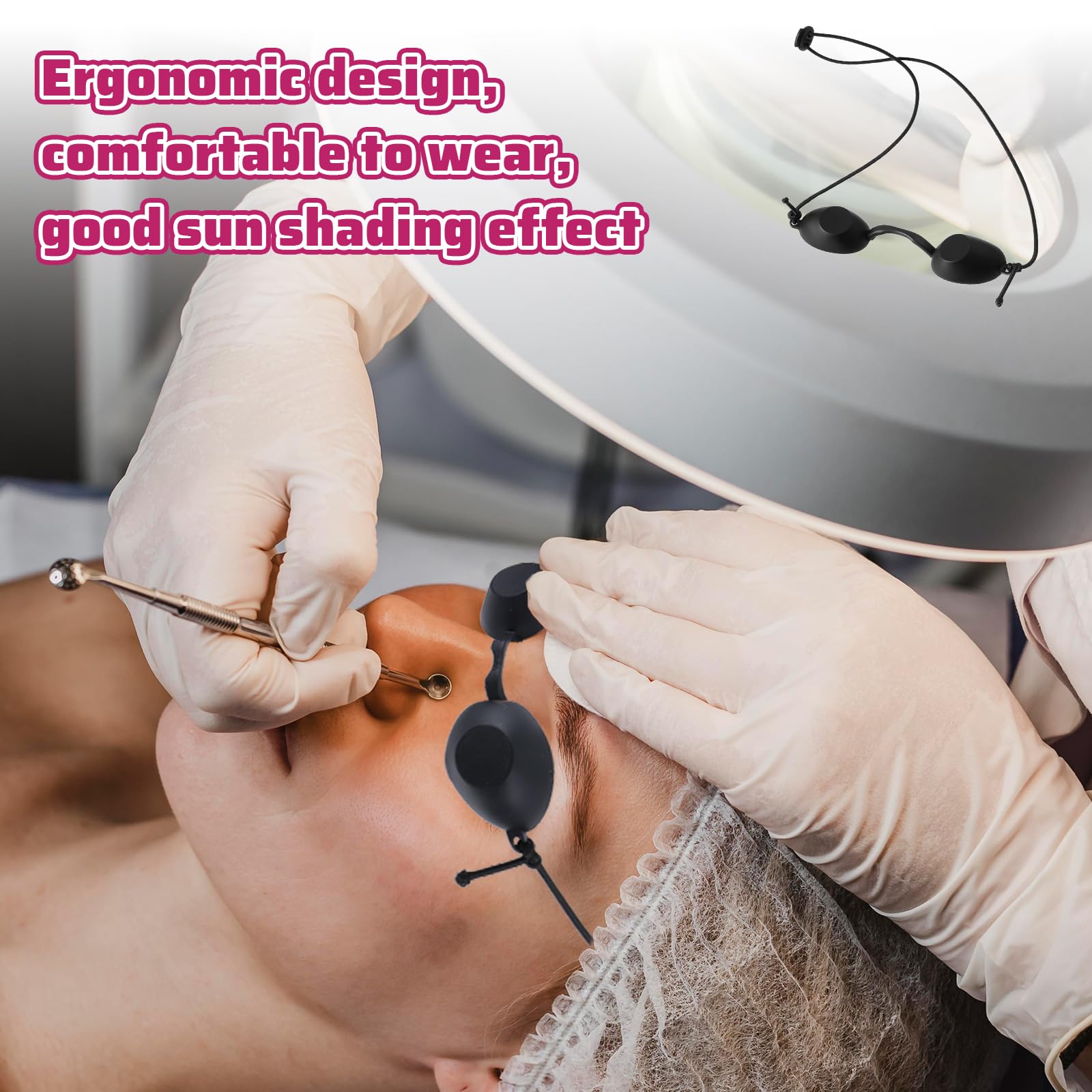 Gafas de solárium, gafas de protección UV, gafas de solarium, gafas de protección solar, gafas para bronceado y pacientes, terapia de luz LED (negro)