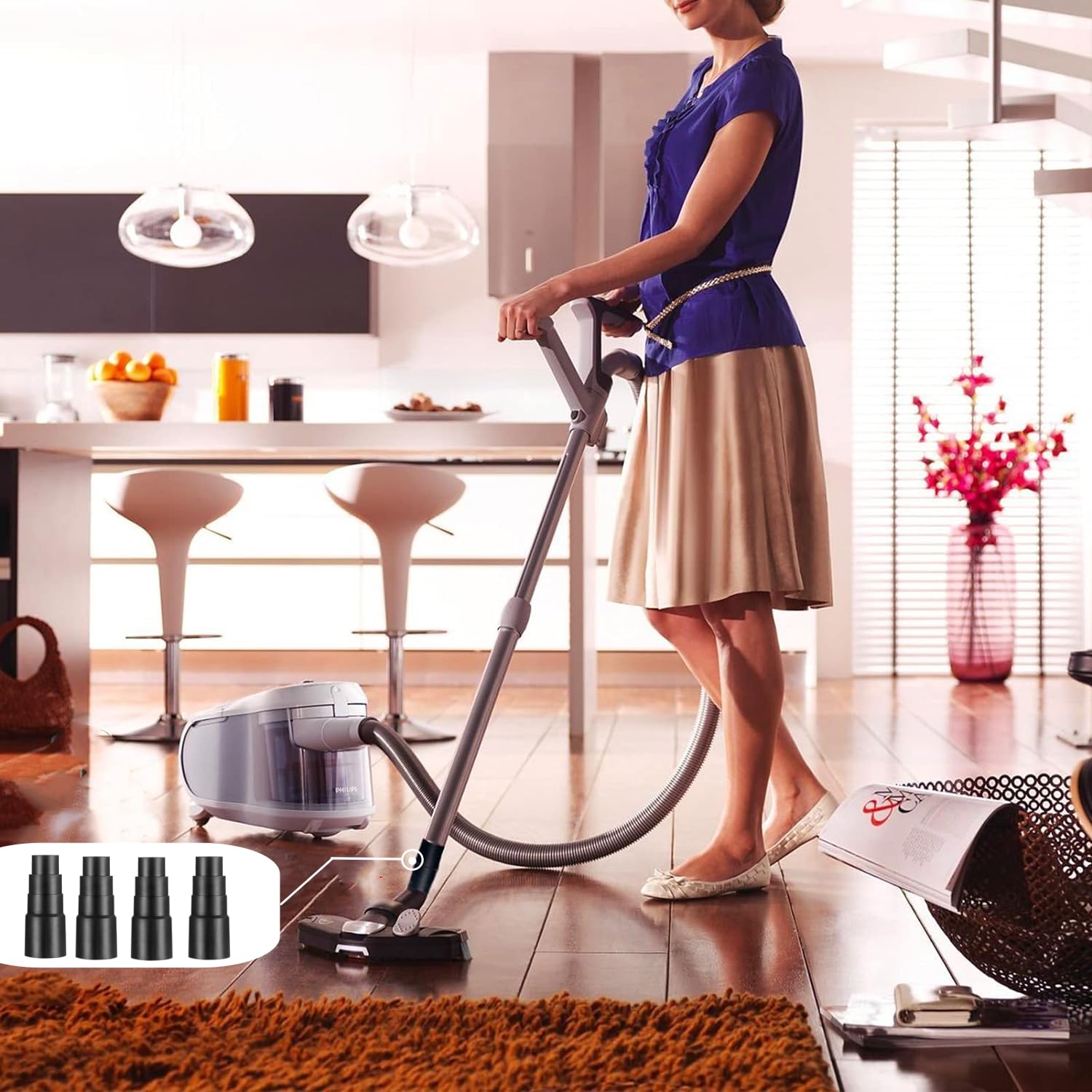 Adaptateur Tuyau Aspirateur,4 Pcs Adaptateur Réducteur