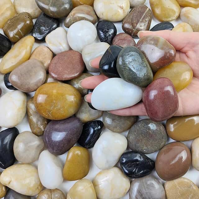 5 lbs River Rocks Pebbles for Indoor Plants, Decorative Mixed Color Rive...